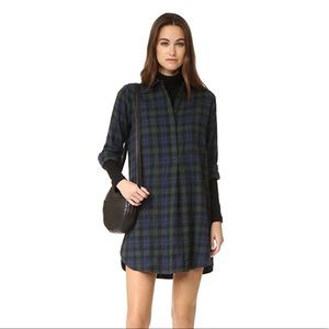 Madewell Plaid Flannel Side Button Shirtdress